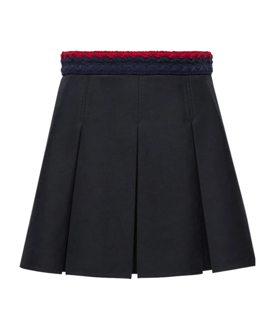 Cotton Gabardine Pleated Mini Skirt