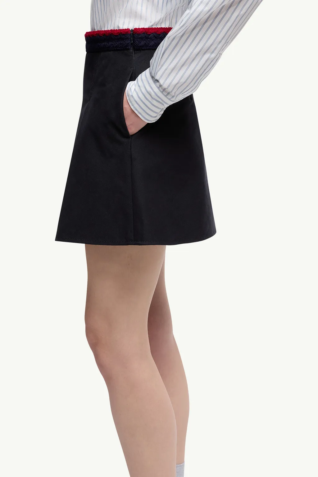 Cotton Gabardine Pleated Mini Skirt