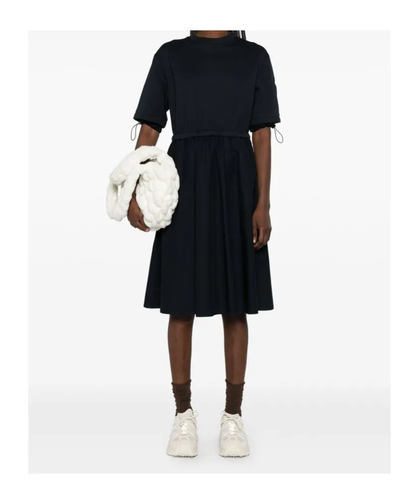 Short-Sleeved Drawstring Midi Dress