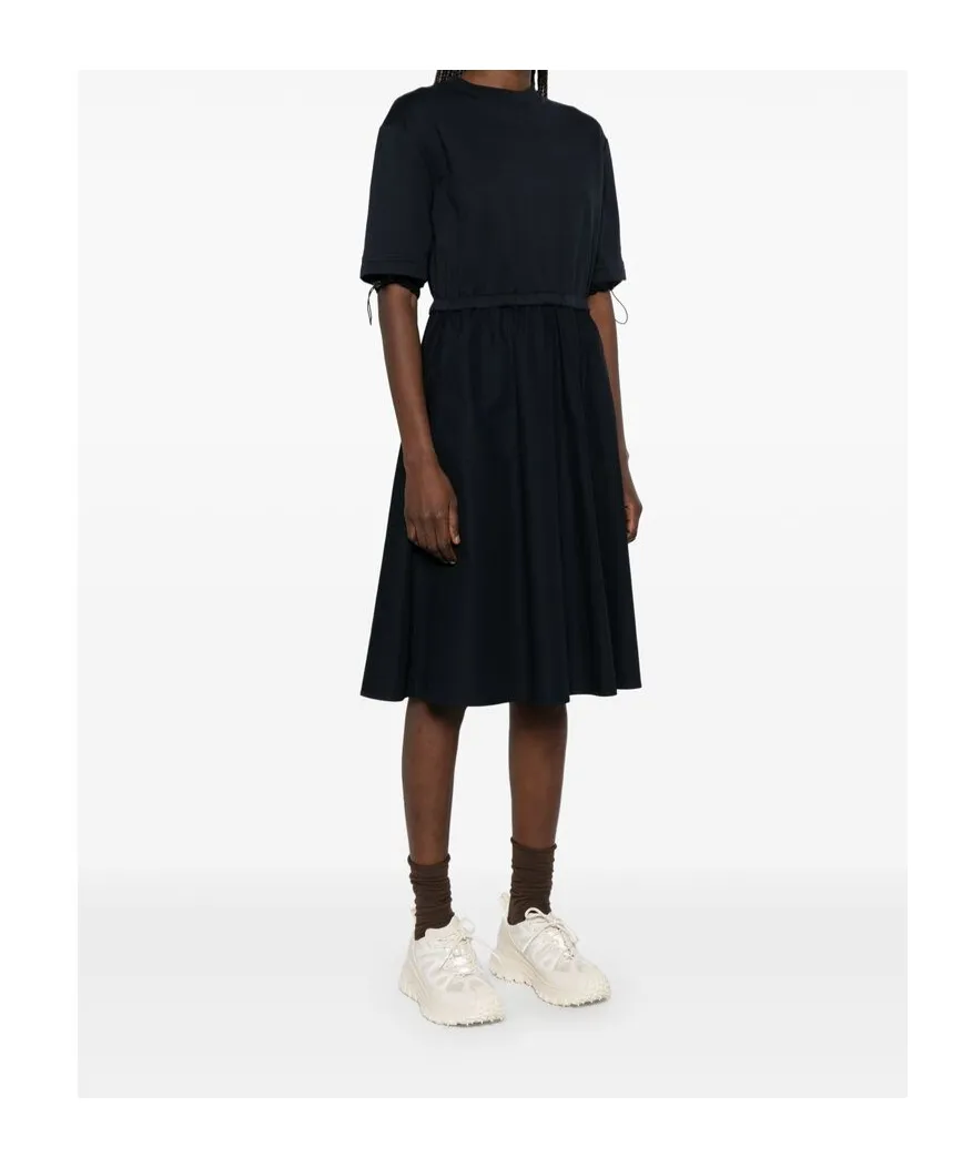 Short-Sleeved Drawstring Midi Dress