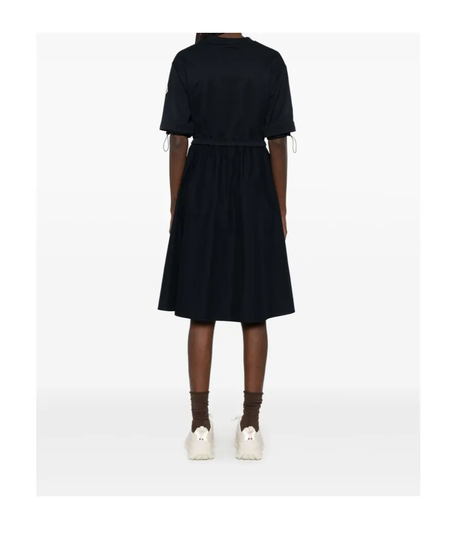 Short-Sleeved Drawstring Midi Dress