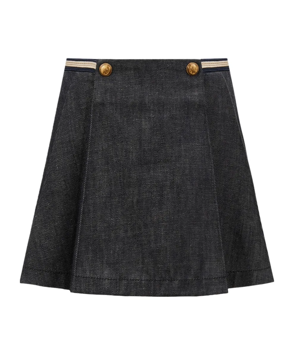 Pleated Denim Skirt