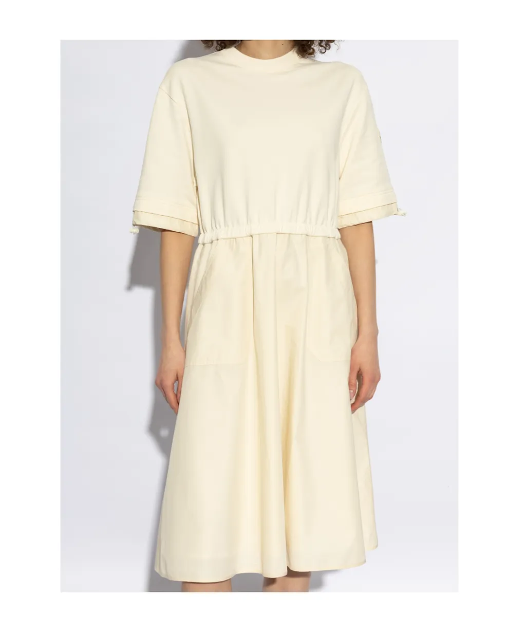 Short-Sleeved Drawstring Midi Dress