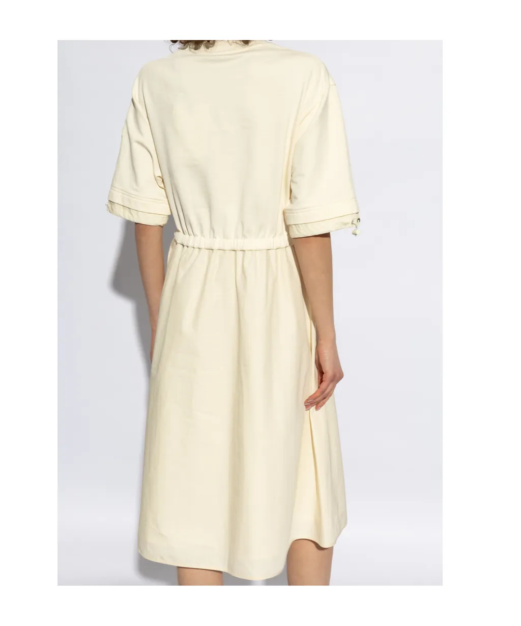 Short-Sleeved Drawstring Midi Dress