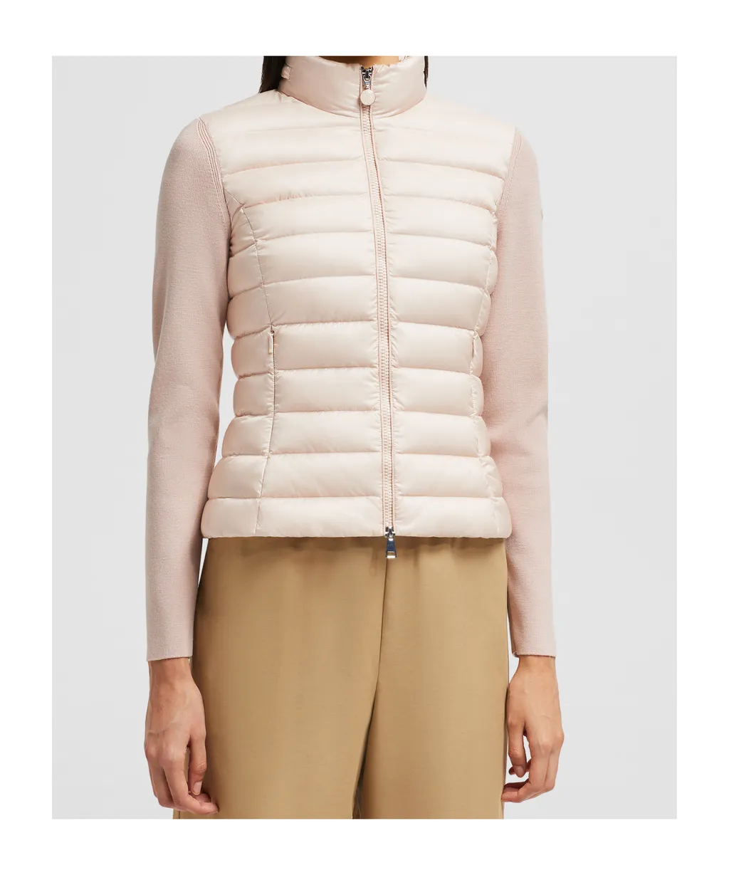 Padded Wool Zip-Up Cardigan