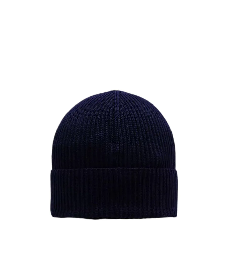 Logo Patch Ribbed-Knit Beanie