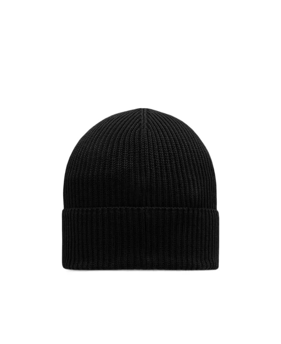 Logo Patch Ribbed-Knit Beanie