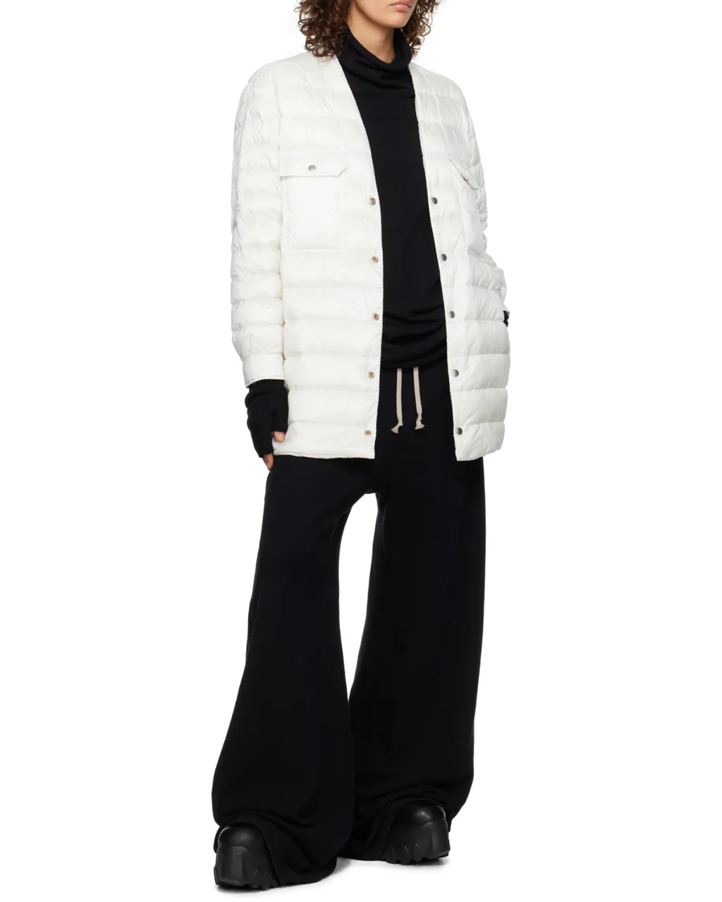 Long-Sleeved Quilted Down Jacket
