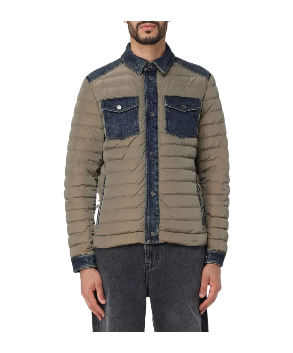 Quilted Jacket With Denim Trim