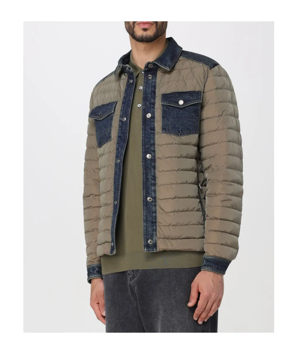 Quilted Jacket With Denim Trim