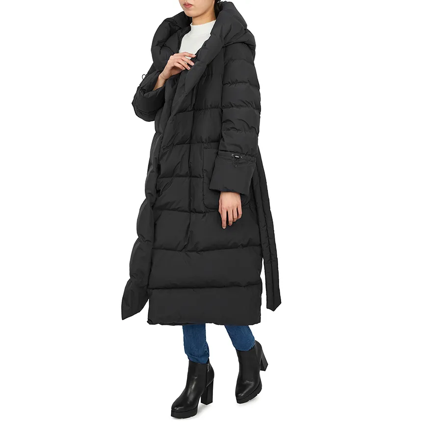 Long-Sleeved Hooded Down Jacket