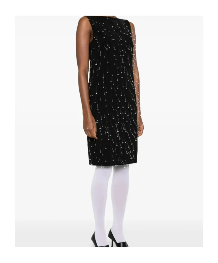 Tagging-Barbs Boat Neck Midi Dress