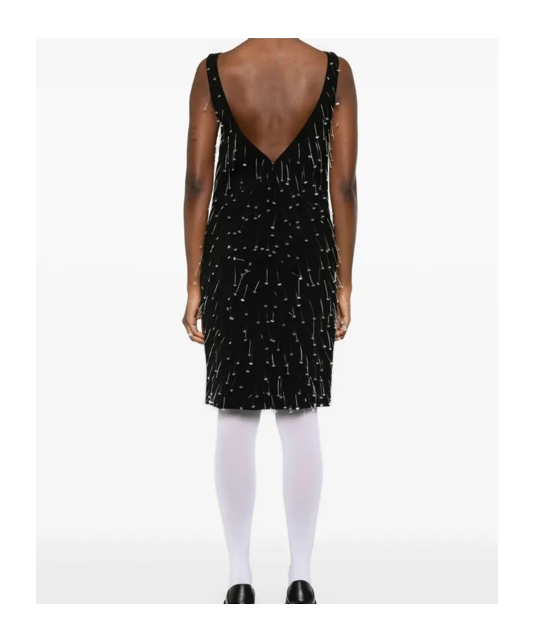 Tagging-Barbs Boat Neck Midi Dress