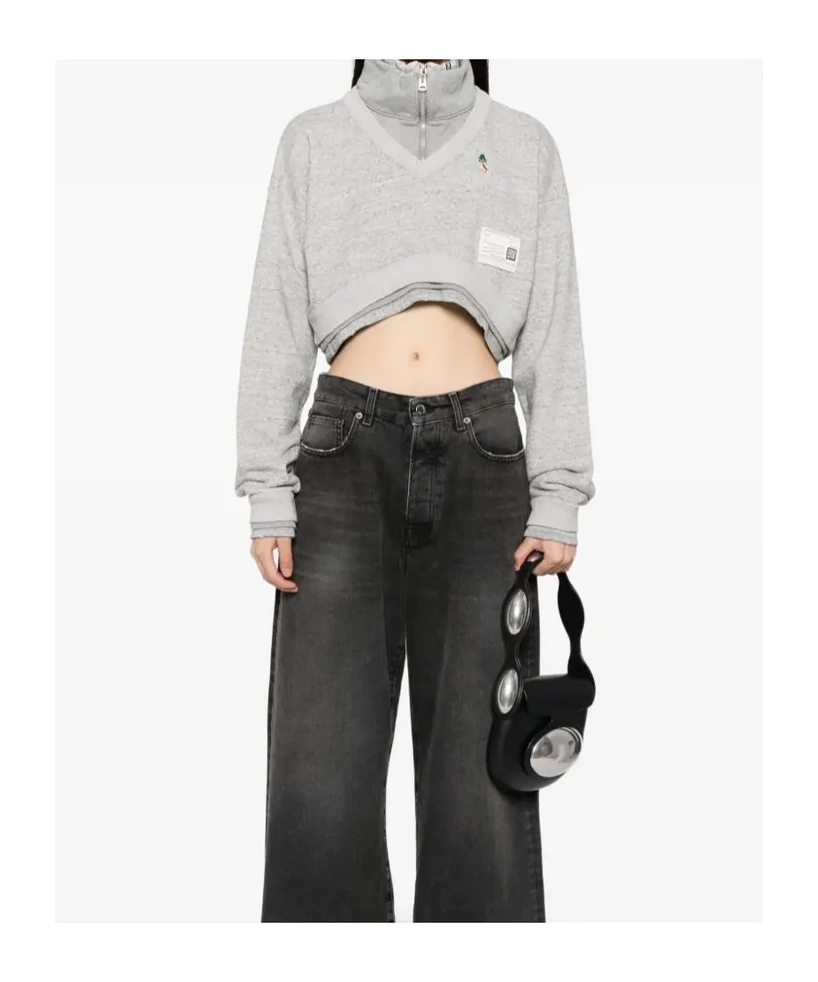 Layered Effect Cropped Sweatshirt