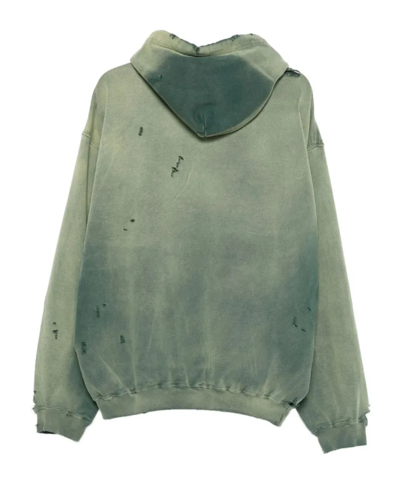 Distressed-Effect Cotton Hoodie