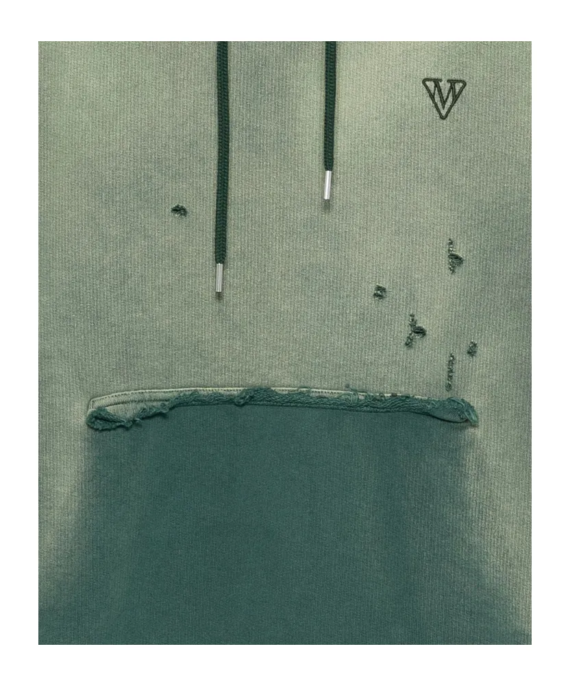 Distressed-Effect Cotton Hoodie