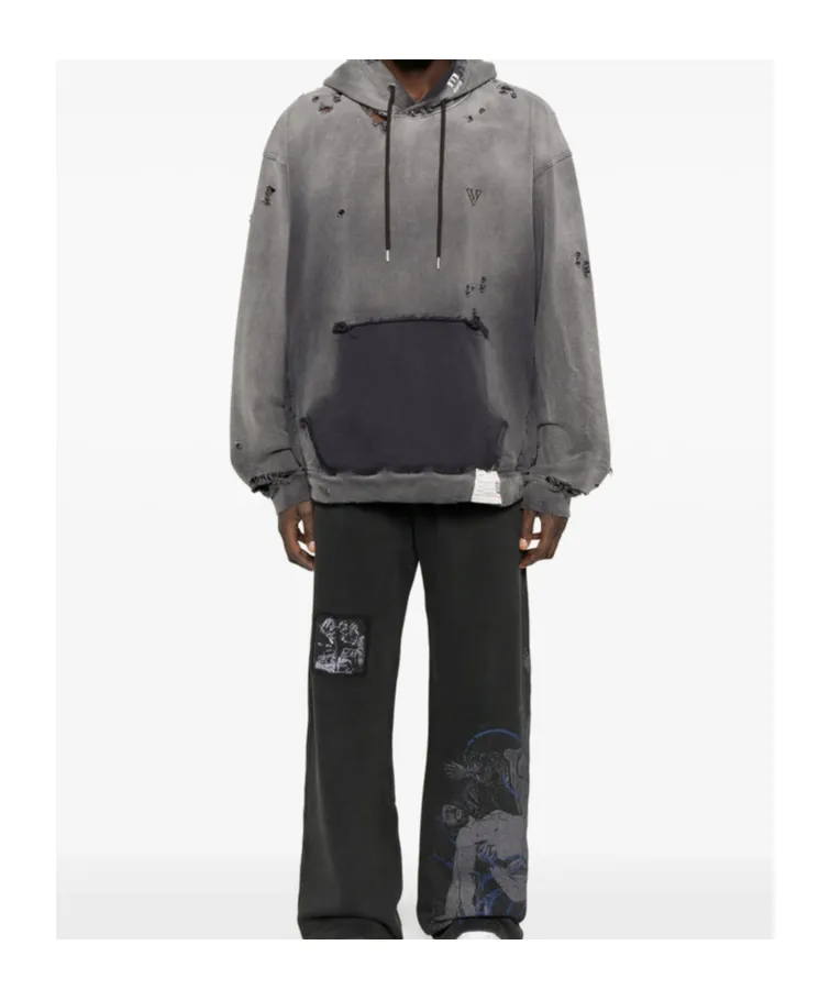 Distressed Cotton Hoodie
