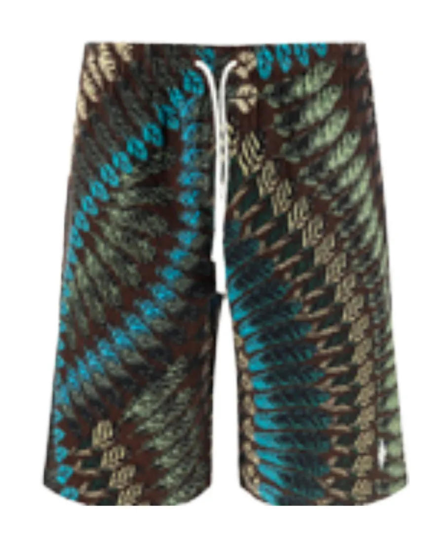 Feather-Print Straight-Leg Shorts