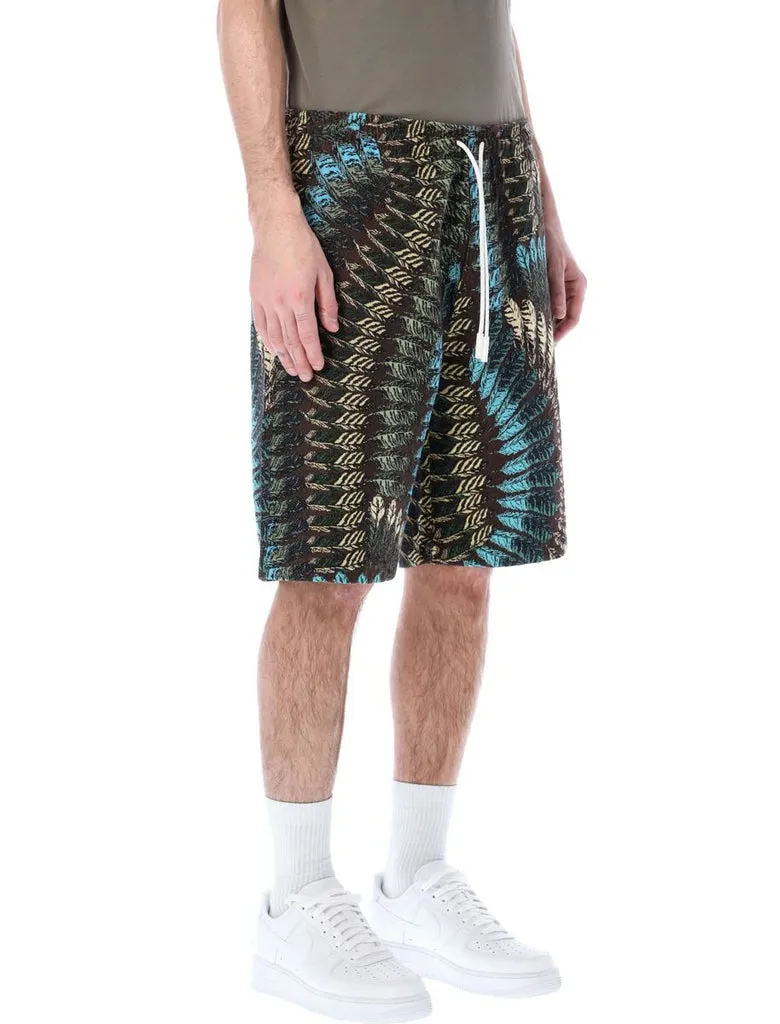 Feather-Print Straight-Leg Shorts