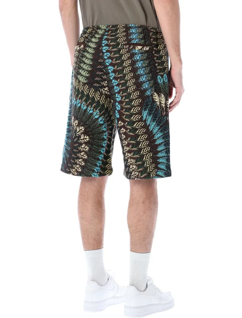 Feather-Print Straight-Leg Shorts