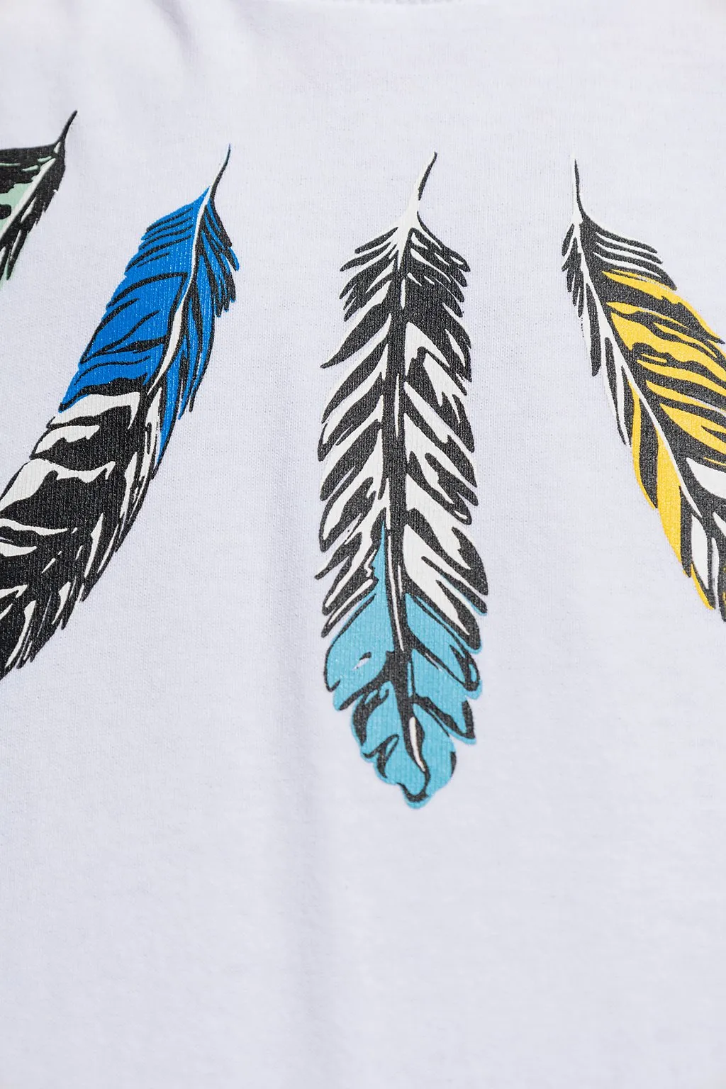 Collar Feathers Over Printed T-Shirt