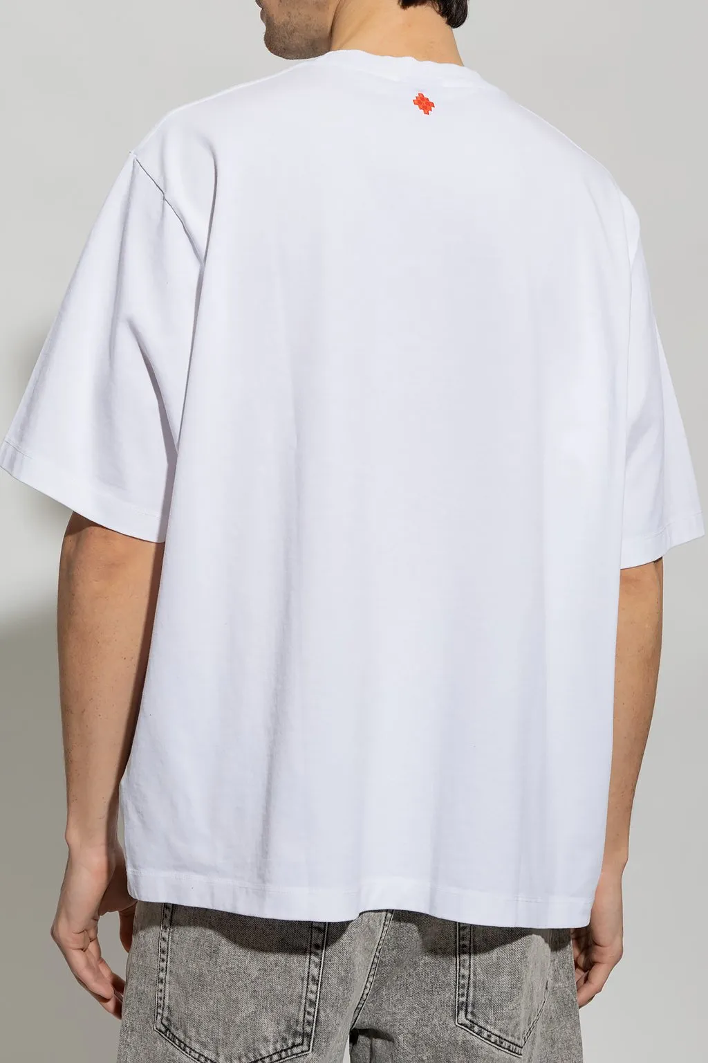 Collar Feathers Over Printed T-Shirt