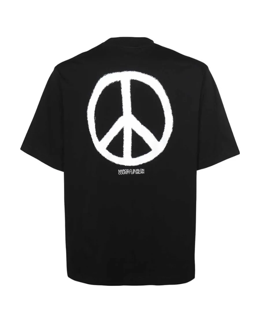 County Of Milan Crewneck Peace-Logo T-Shirt