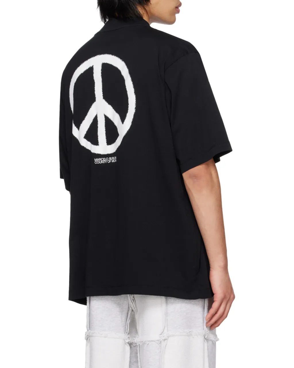 County Of Milan Crewneck Peace-Logo T-Shirt