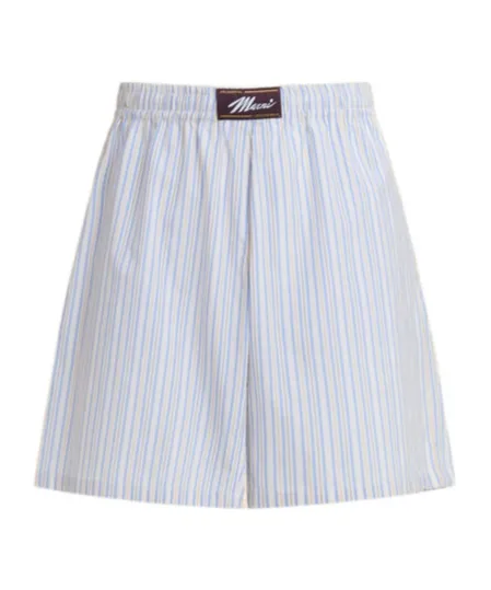 Light Blue Striped Poplin Bermuda Shorts