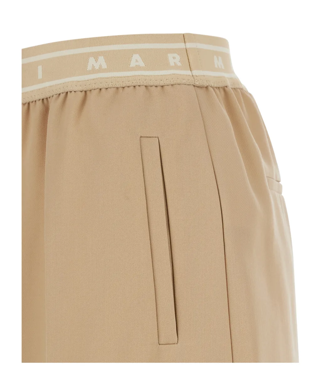 Logo Waistband Wide-Leg Trousers