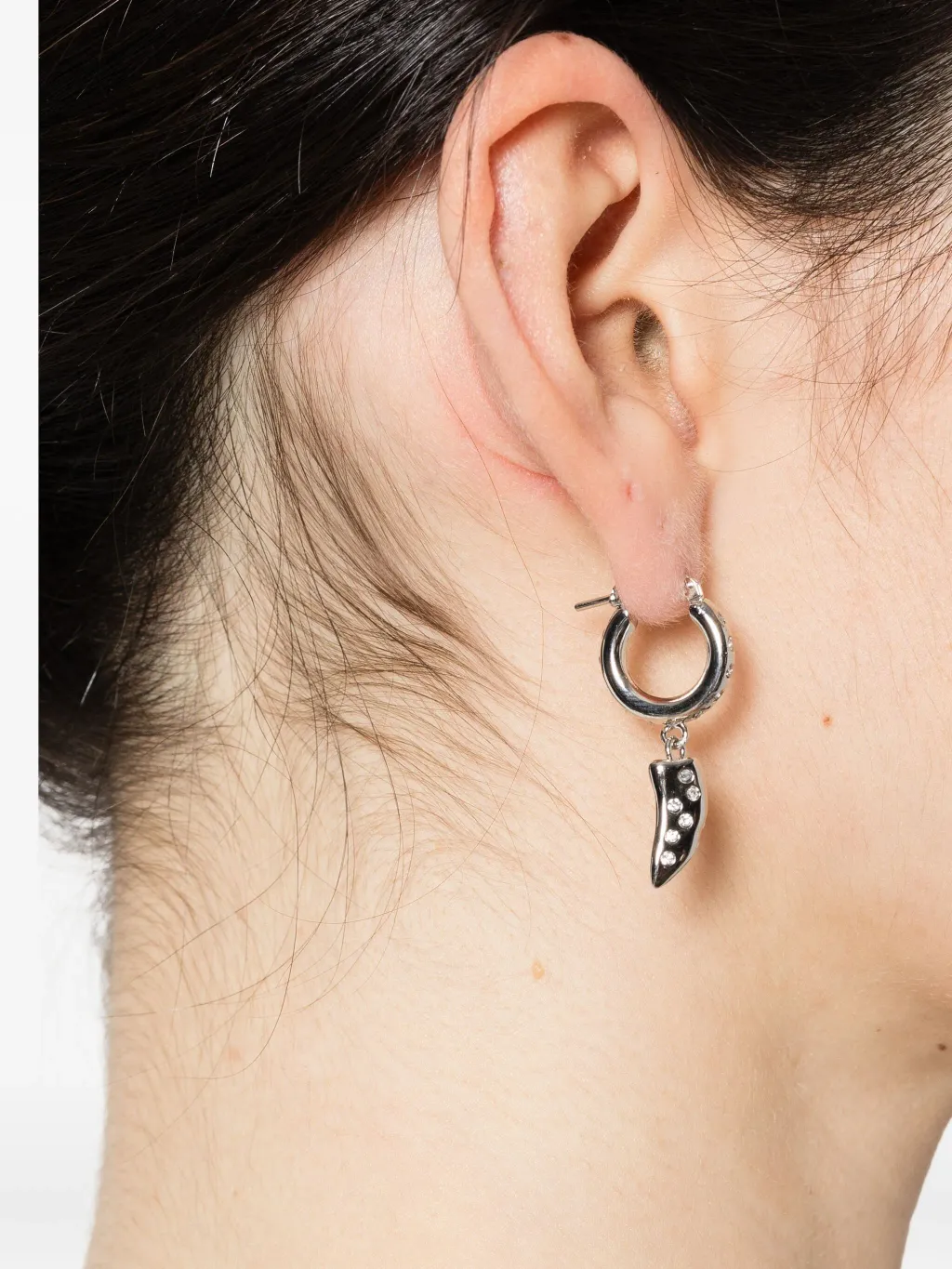 Crystal-Embellished Hoop Earrings