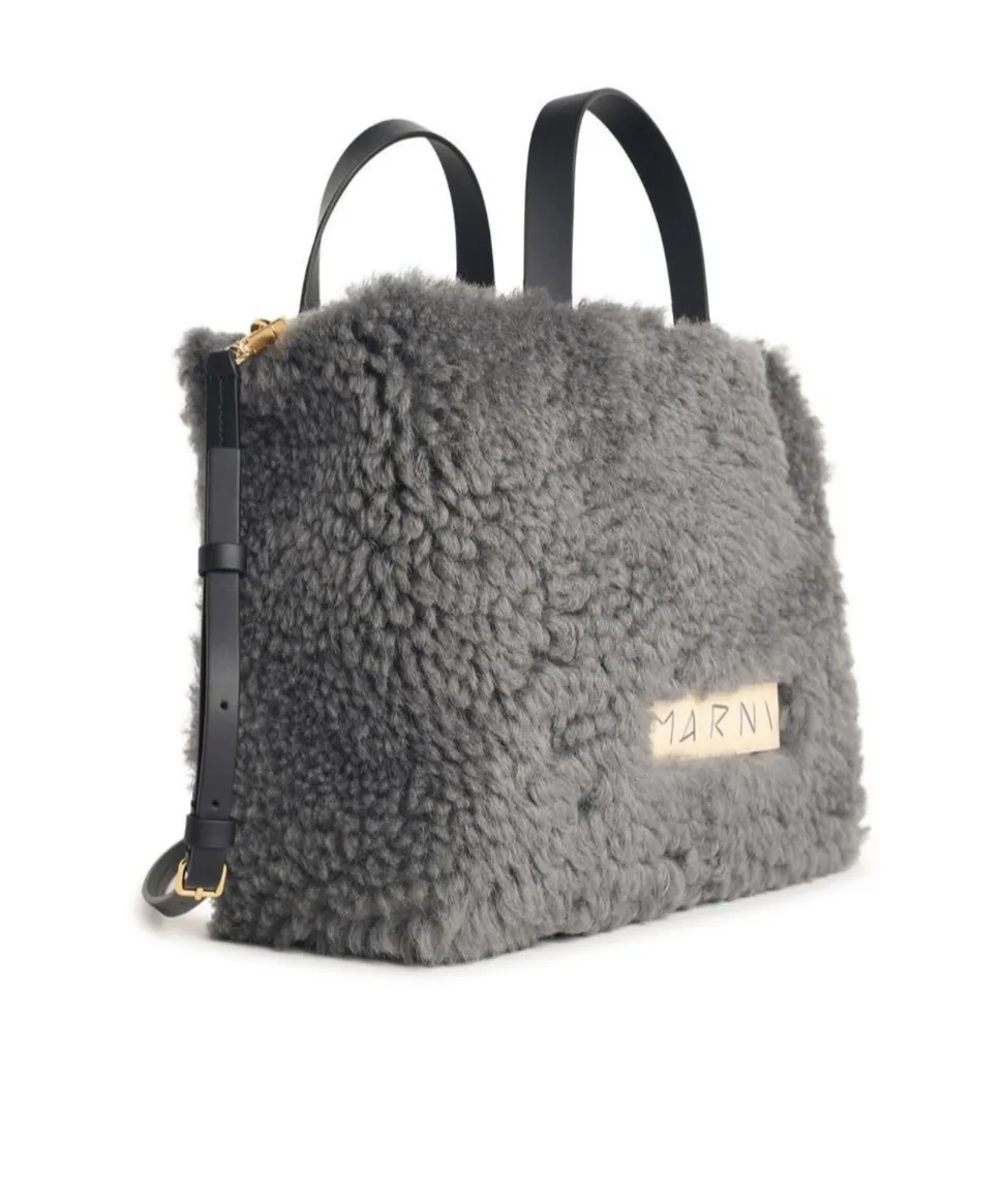 Logo Detailed Teddy-Effect Bag