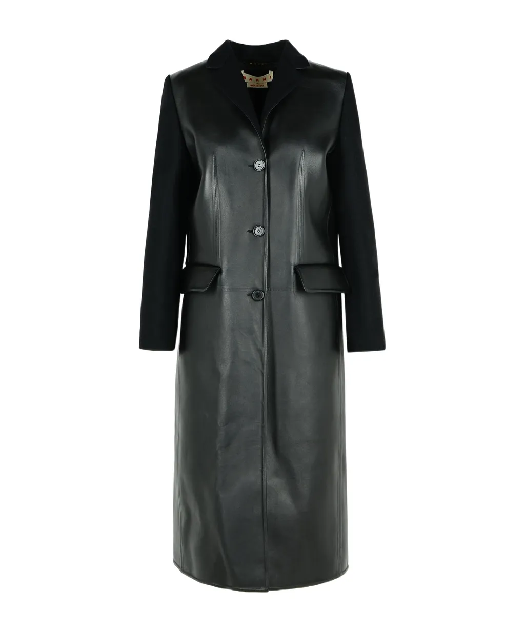 Button-Up Leather Coat