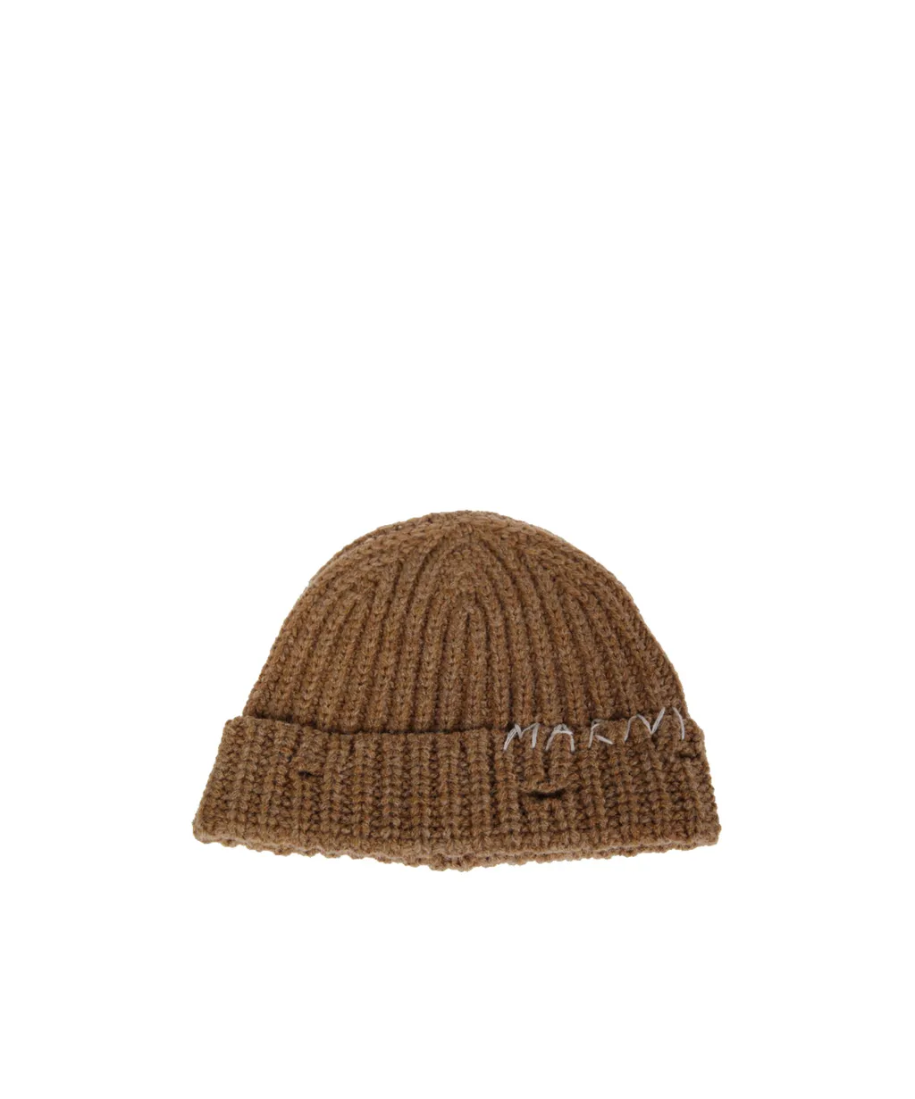 Hand-Stitched Logo Ribbed Beanie