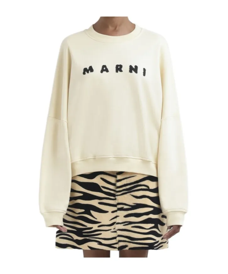 Logo Printed Drop Shoulder Sweatshirt