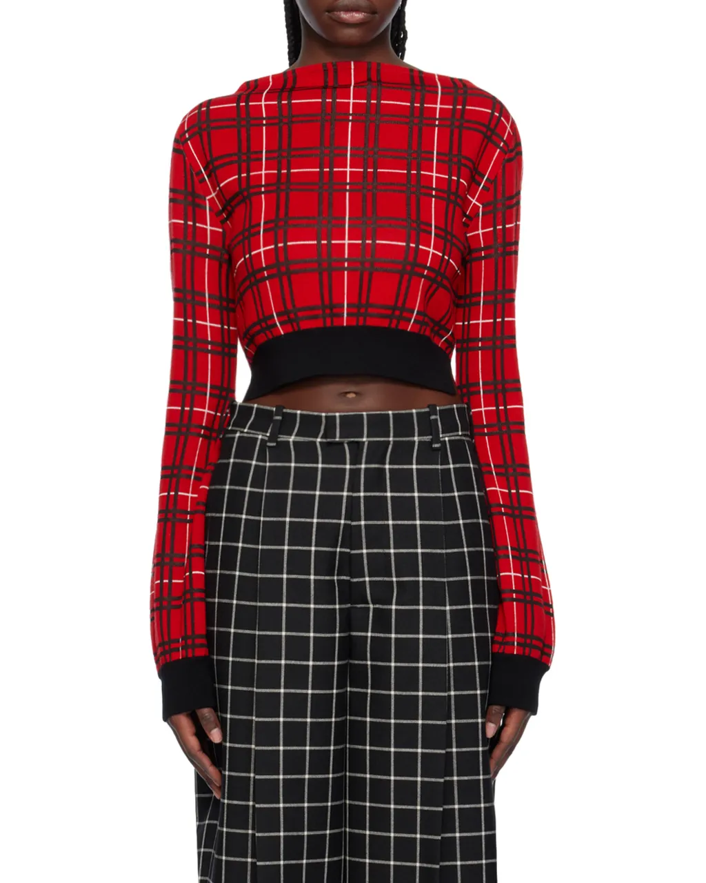 Check-Pattern Cropped Jumper