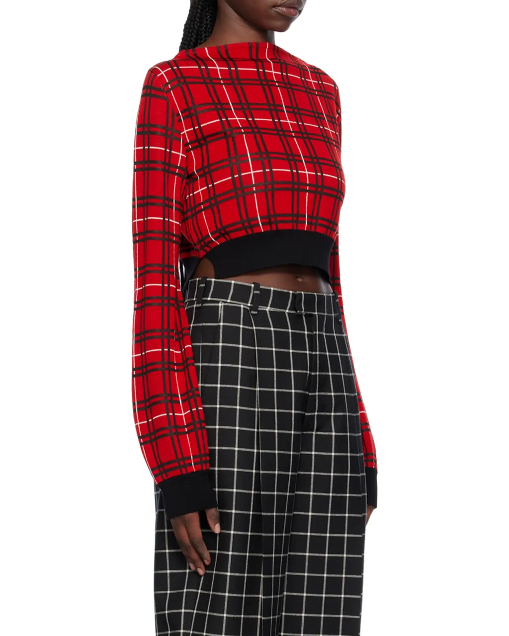 Check-Pattern Cropped Jumper