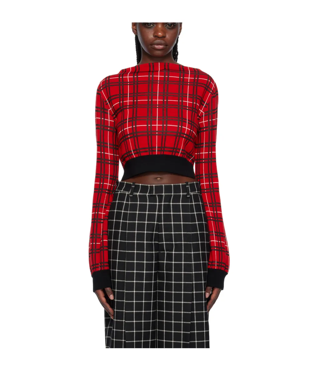 Check-Pattern Cropped Jumper