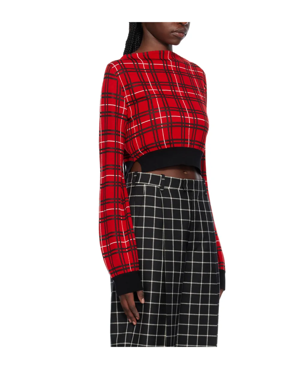 Check-Pattern Cropped Jumper