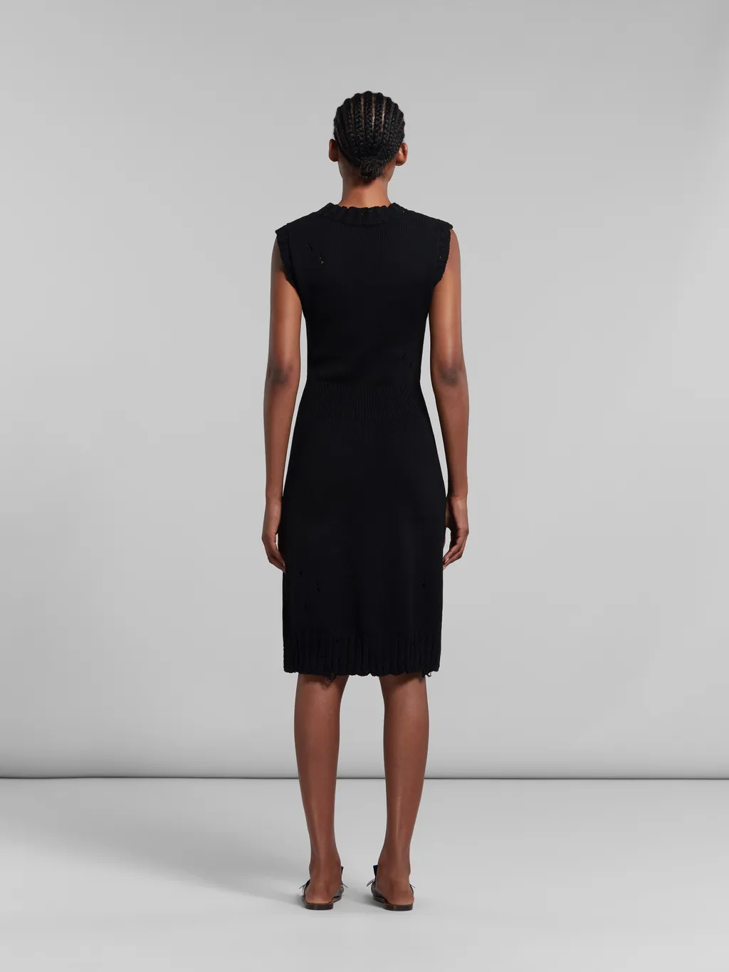 Distressed Effect Sleeveless Knitted Dress