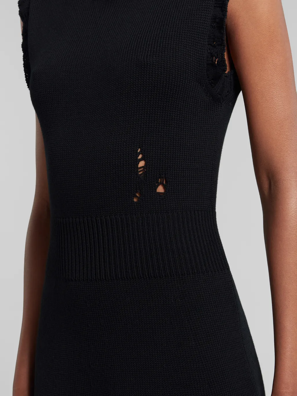 Distressed Effect Sleeveless Knitted Dress