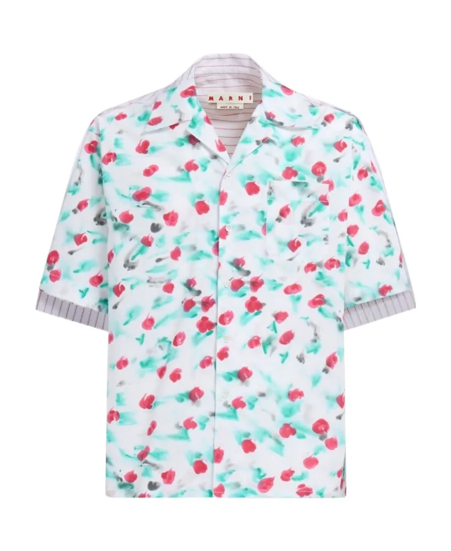 Short-Sleeved Mix Printed Panelled Shirt