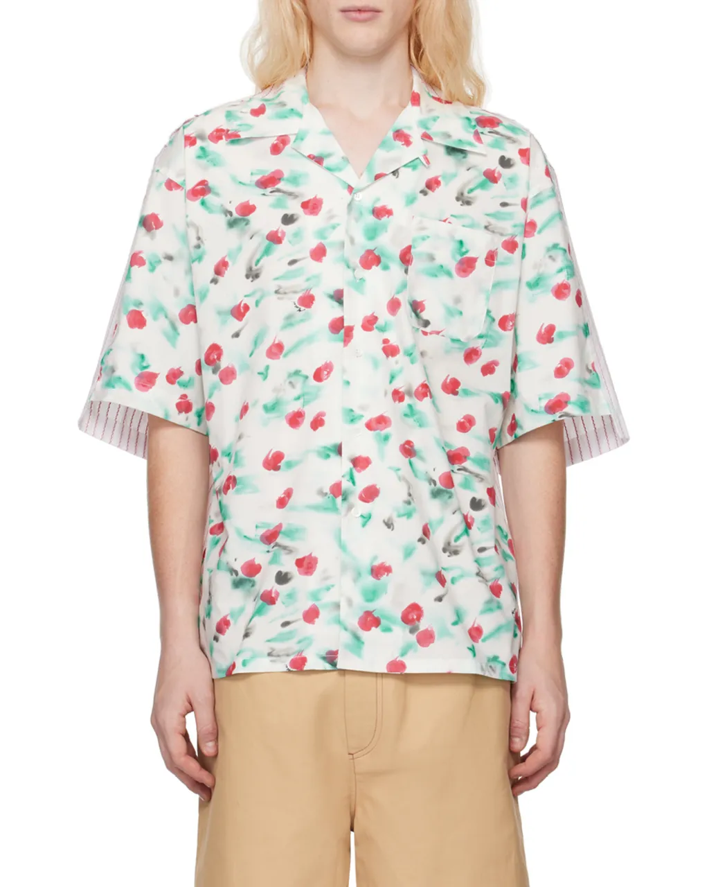Short-Sleeved Mix Printed Panelled Shirt
