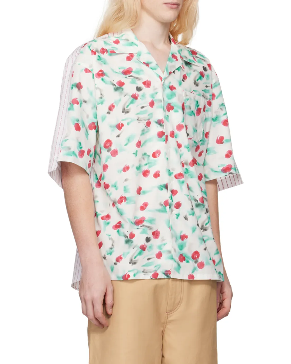 Short-Sleeved Mix Printed Panelled Shirt