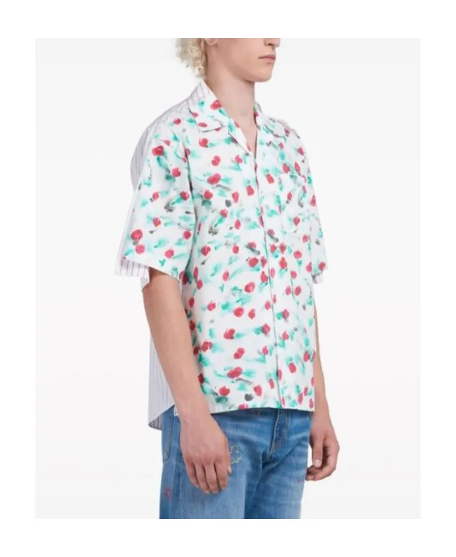 Short-Sleeved Mix Printed Panelled Shirt