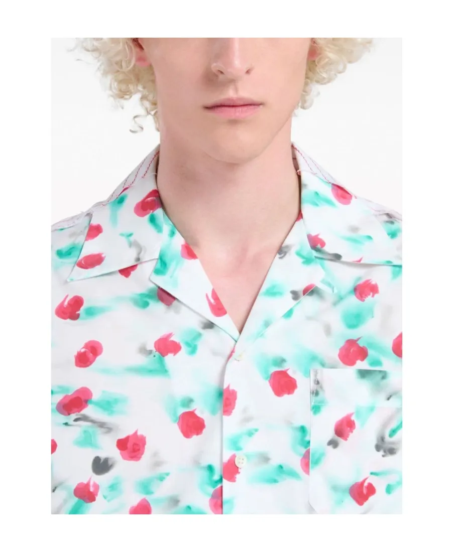 Short-Sleeved Mix Printed Panelled Shirt