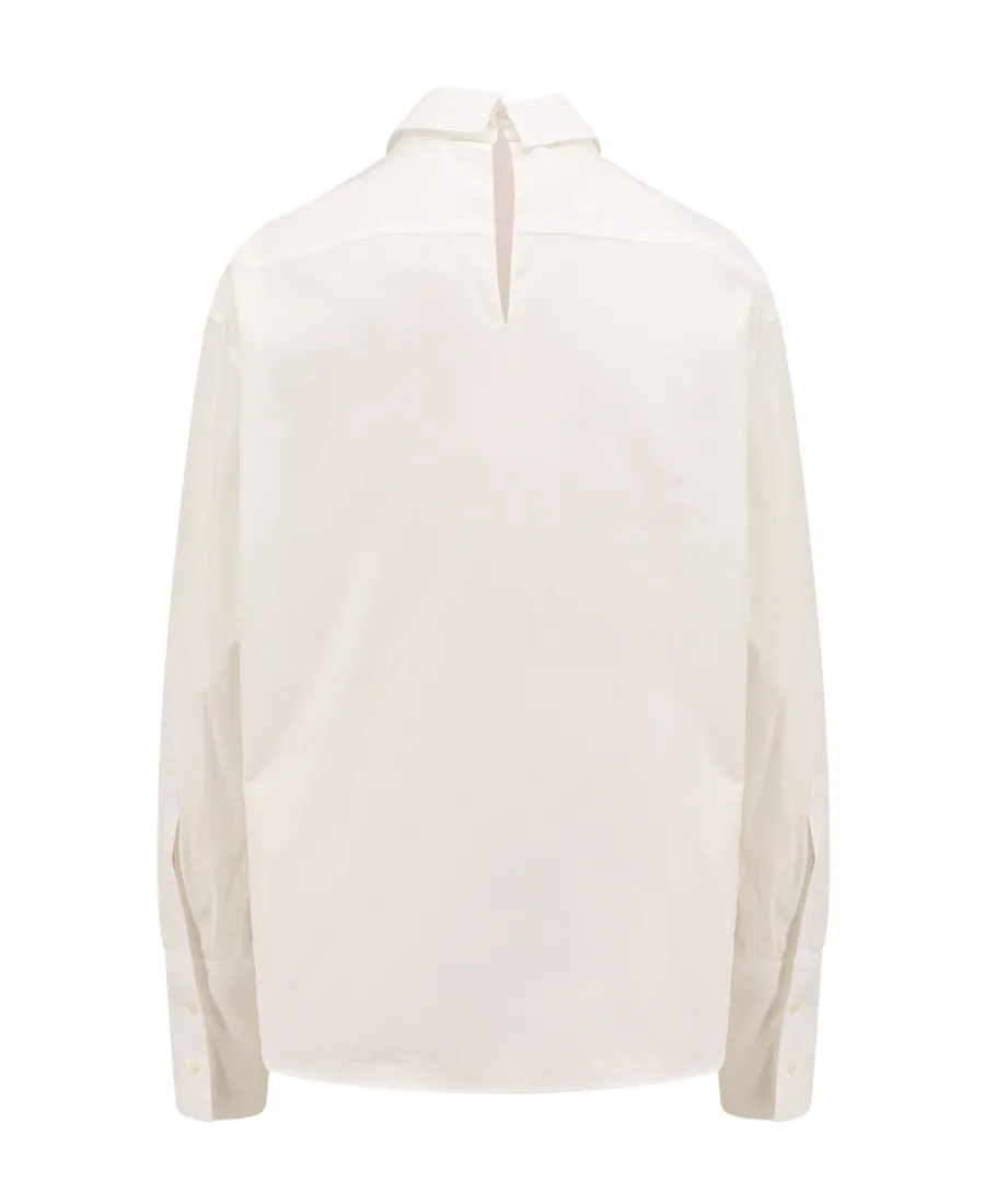 Pleat-Detailed Curved Hem Shirt