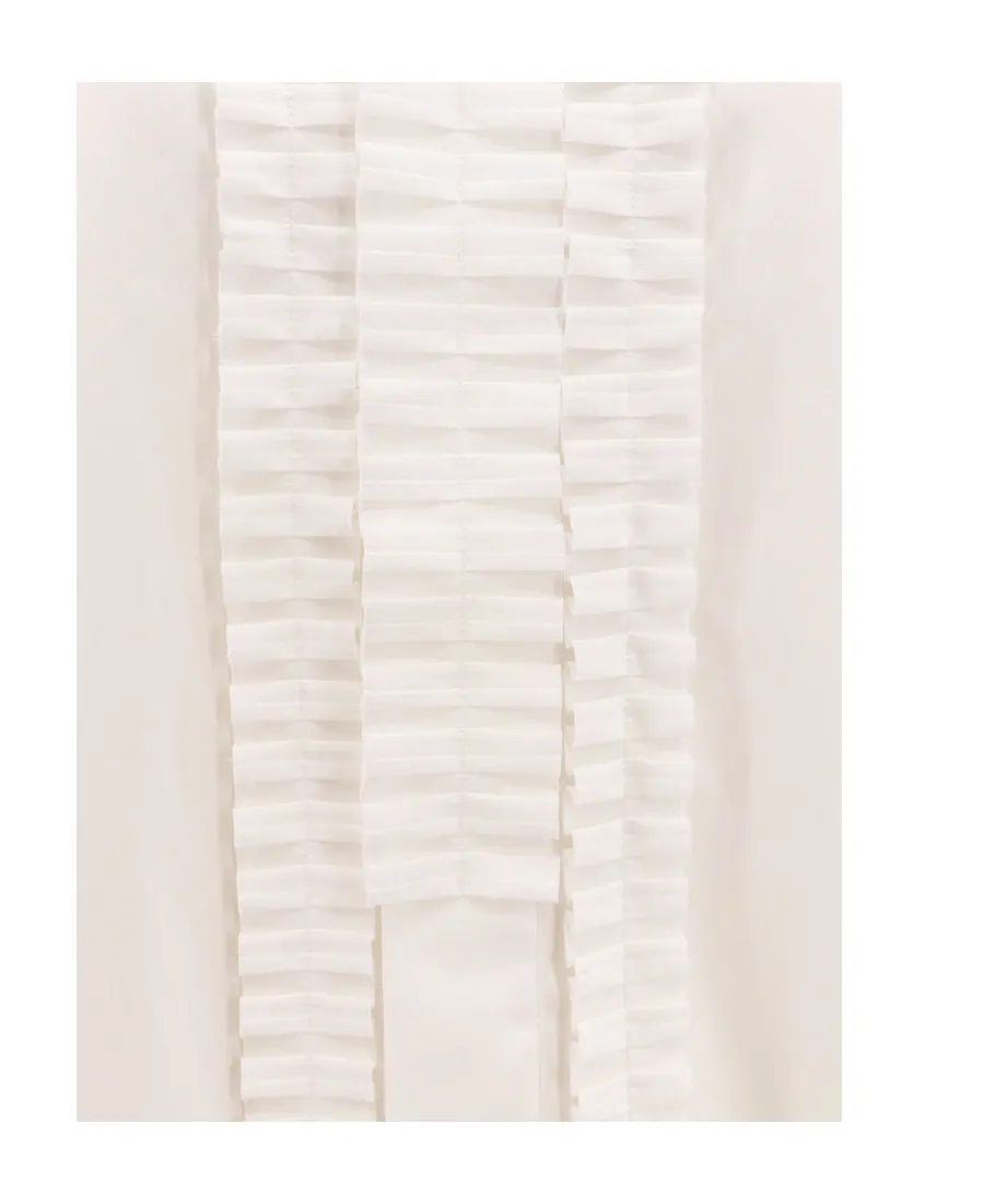 Pleat-Detailed Curved Hem Shirt
