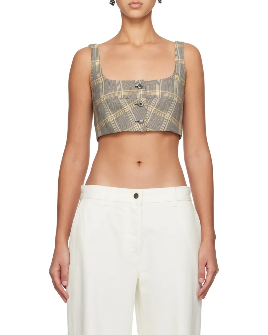 Check Pattern Cropped Tank Top