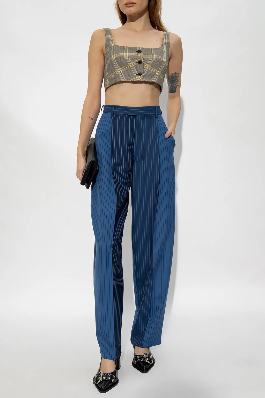 Check Pattern Cropped Tank Top